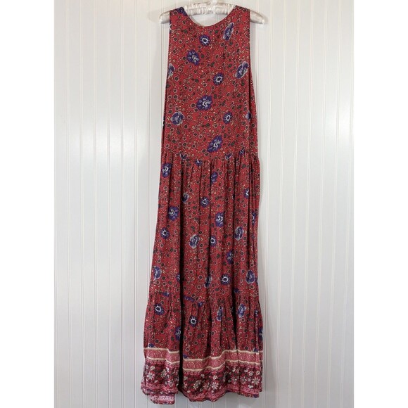 Hayden Women Red Floral Maxi Dress Size L Boho Gypsy Hippie Festival Cottagecore - Picture 3 of 13